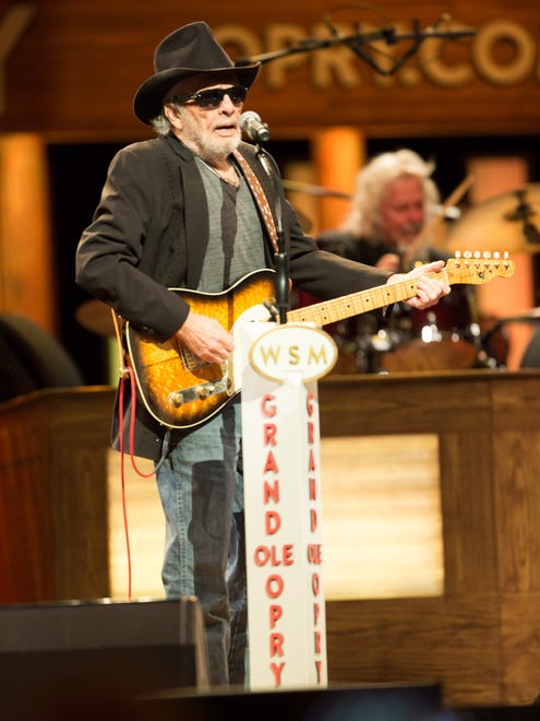 Merle Haggard makes a surprise appearance at the "Grand Ole Opry" in October.