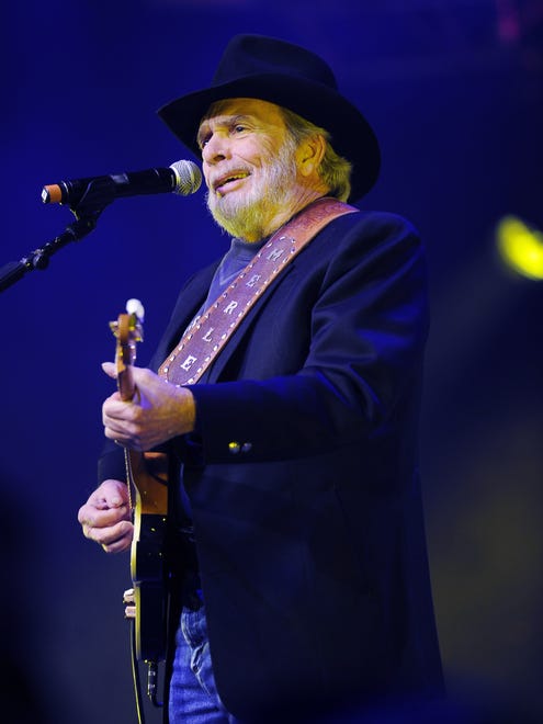 Merle Haggard performs during the We're All for the Hall concert benefiting the Country Music Hall of Fame and Museum at Bridgestone Arena on April 10, 2012.