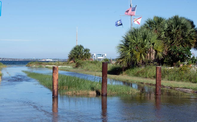 Water from Hurricane Idalia and high tides inundate a few Santa Rosa Sound streets on Wednesday, Aug. 30, 2023.