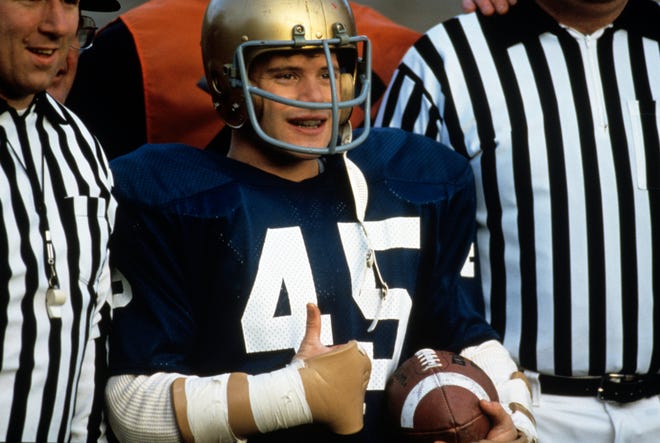 Rudy (Astin) came out triumphant in the end of " Rudy " with a sack in the waning seconds of the only game he ever played.