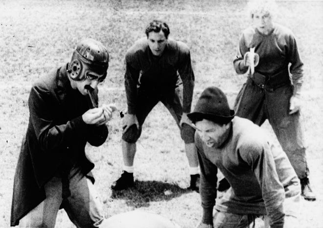 15. " Horse Feathers " (1932): College professor Quincy Adams Wagstaff (Groucho Marx, left) gets ready for a play with his football team (including Zeppo, Chico and Harpo Marx) in the big game against a rival school.