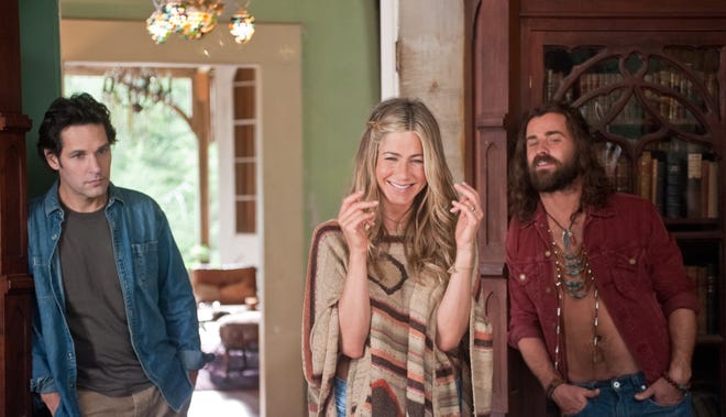 In 2010, Aniston reunited with Paul Rudd, her co-star from "The Object of My Affection" in "Wanderlust," in which they played an unemployed couple who ditch the New York rat race in favor of a Georgia hippie commune. The film also co-starred her future second husband, Justin Theroux, right, as one of those hippies.