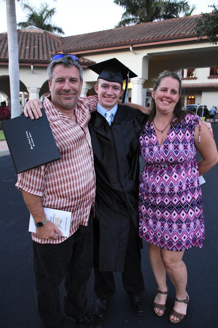 Proud parents Greg and Alicia Cameron with their graduate, Trevor Cameron. Marco Island Academy held its 2019 commencement ceremony Friday evening at the Family Church.