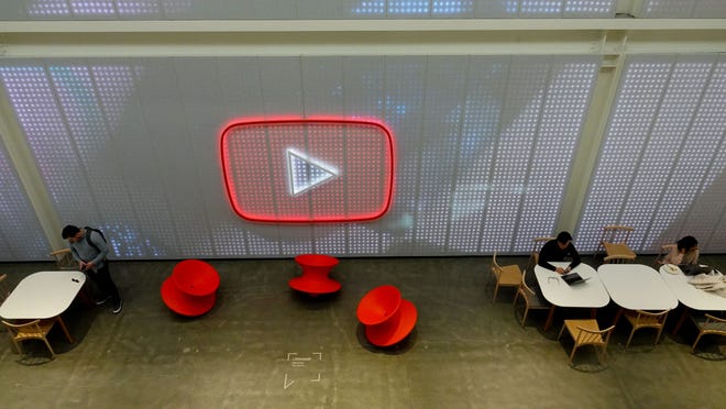 The front lobby at YouTube headquarters in San Bruno, California