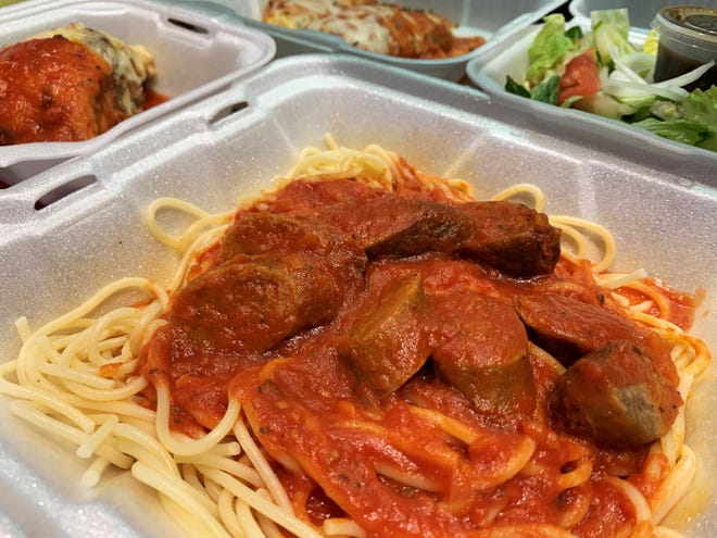 Spaghetti con Salsiccia from Davide, Marco Island.
