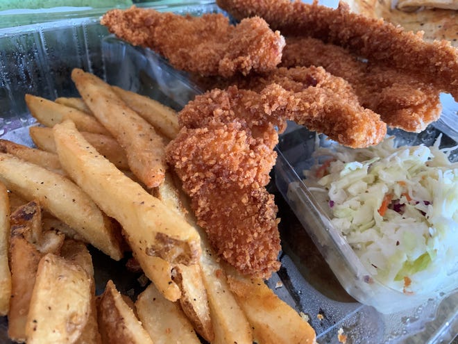 The chicken fingers basket from Red Rooster, Marco Island.