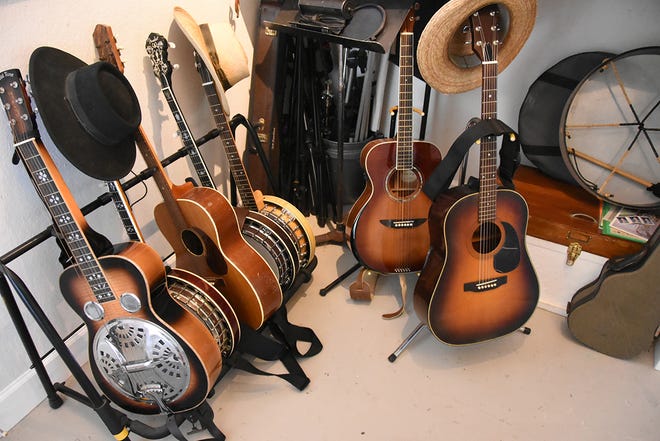 J.Robert's instruments await his touch in his home studio. Area musicians have been hardhit by the coronavirus.