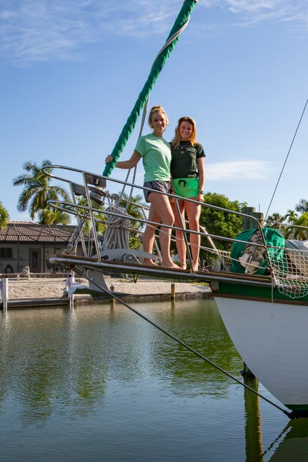 Sascha Meyers, left, and Nathalie Meyers pose for a portrait on their ship, The Far Side, Thursday, Dec. 24, 2020, at their home in Marco Island.