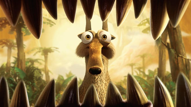 To pay respect to squirrels on film, you have to go to prehistoric times. The acorn-obsessed, saber-toothed squirrel Scrat became a fan favorite in the " Ice Age " movies. Scrat, voiced by director Chris Wedge, was just trying to store his precious acorn. But that simple act inevitably led to disastrous results, as seen in this foreboding moment in 2009 ' s " Ice Age: Dawn of the Dinosaurs. "