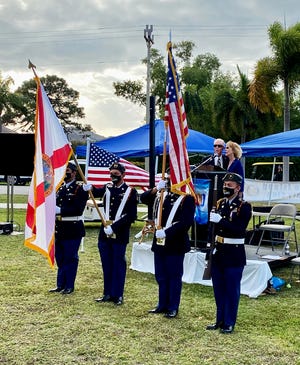 The ceremony was lead by Alan and Linda Sandlin with the Lely High School Junior ROTC presentation of the colors.